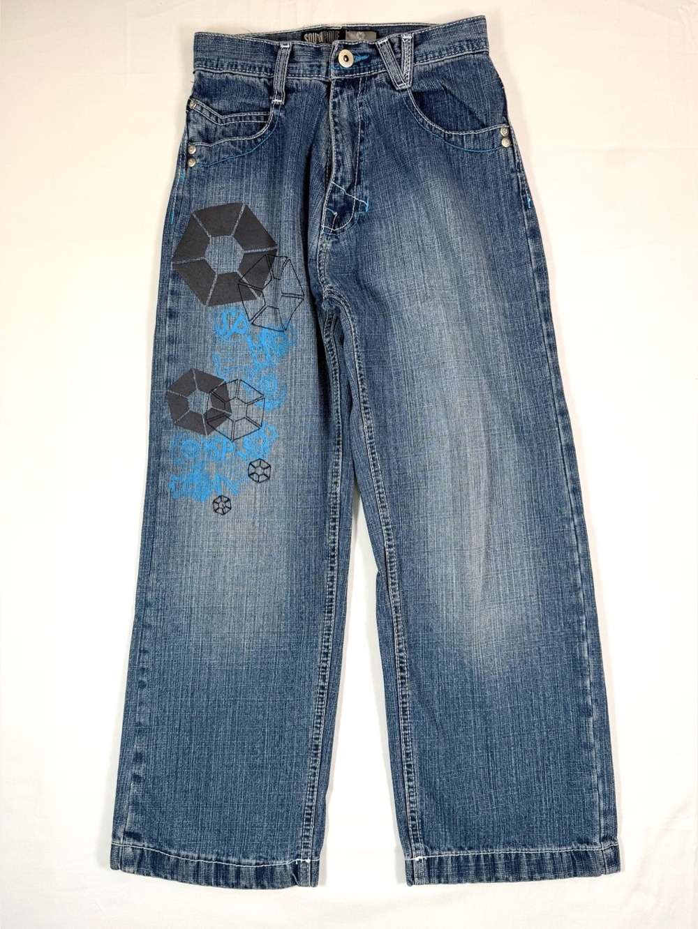 VINTAGE SOUTHPOLE Boys 8 2000s Skater Streetwear Y2K Graphic Jeans Baggy Hip Hop